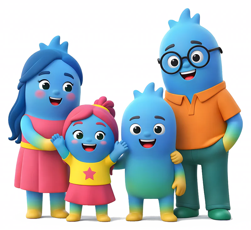 O Gui com a família: mãe, irmã e pai